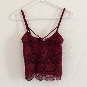 Maroon Lace Charlotte Russe Crop Top